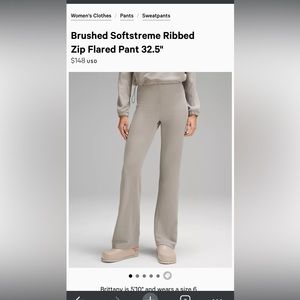 Brand New Lululemon Brushed Ribbed Softstreme Zip Flared Pants, size 4 NWT